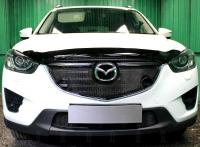 Mazda CX-5 (16–) Защита радиатора Optimal, чёрная, верх (с парктроником) (3D)